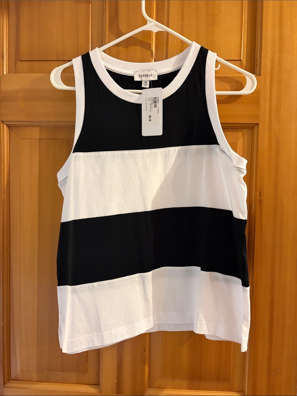 Evereve Black & White Colorblock Sleeveless Tank